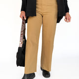 High Rise Twill Pants- Coffee