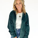 Corduroy Button Up Shirt- Forest Green