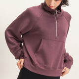 Half Zip Scuba Pullover- Cocoa