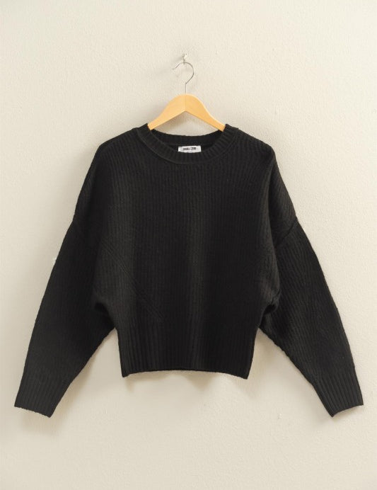 Fitted Ribbed Sweater- Black - Ana Patricia Boutique