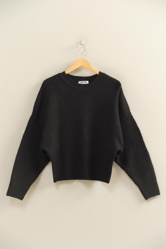 Fitted Ribbed Sweater- Black - Ana Patricia Boutique