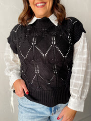 Moonlit Dreamer Sweater Vest- Black