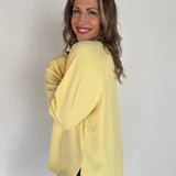 Luxe Ribbed Raglan Top-Yellow