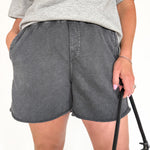 Mineral Wash Terry Short-Black - Ana Patricia Boutique