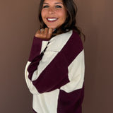 Checkered Sweater- Dark Cherry