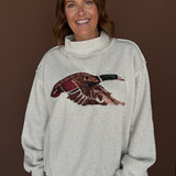 Mallard Duck Embroidered Mock Neck
