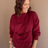 Front Pocket Pullover- Burgundy