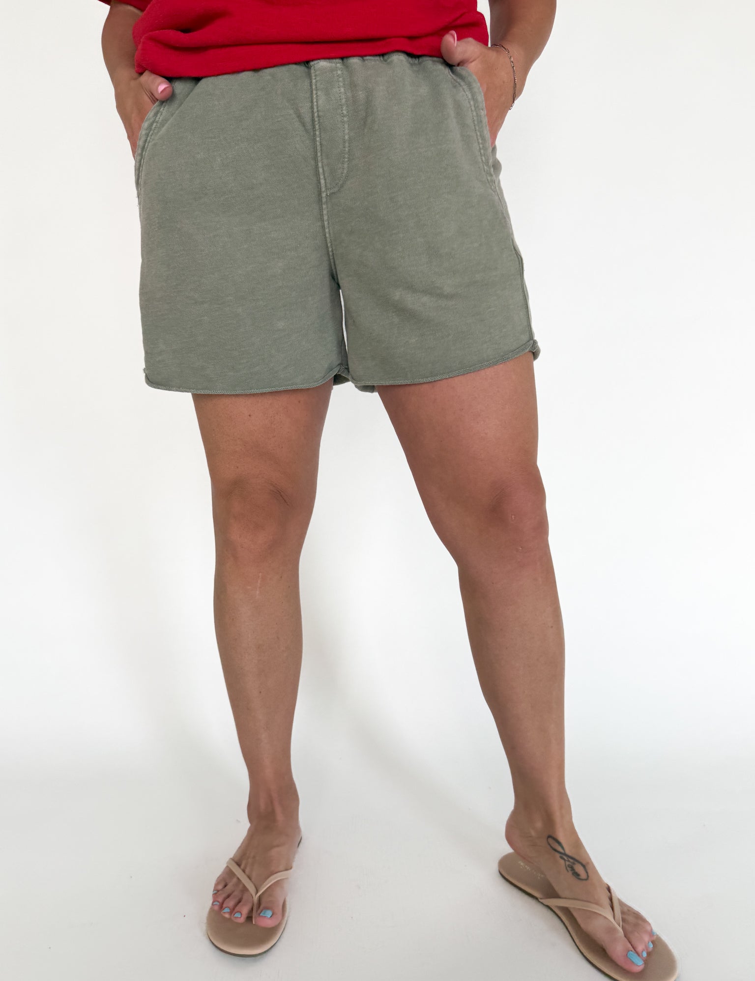 Mineral Wash Terry Short-Olive - Ana Patricia Boutique