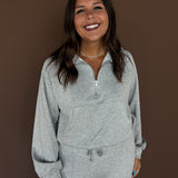 Half Zip Scuba Pullover-Grey