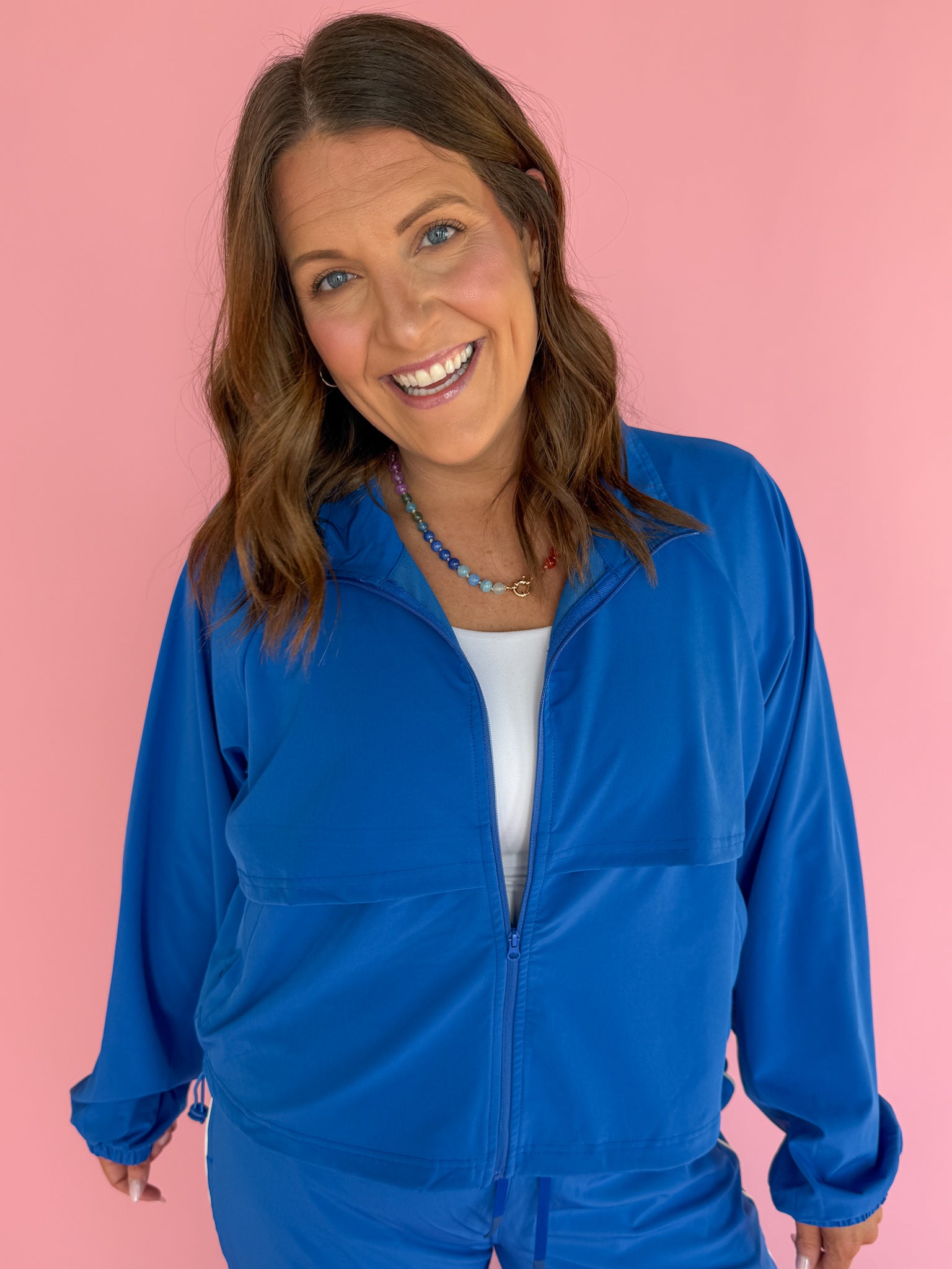 Windbreaker Active Jacket- Blue - Ana Patricia Boutique