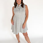 Sleeveless Scuba Zip Up Dress-Grey - Ana Patricia Boutique
