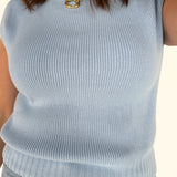 Mock Neck Sweater- Light Blue