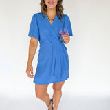 Mini Wrap Dress- Blue - Ana Patricia Boutique