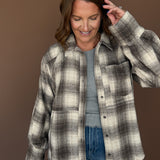 Plaid Flannel Button Up- Black