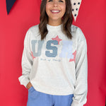 USA Patchwork Crewneck- Grey - Ana Patricia Boutique