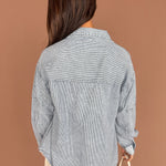 Chambray Striped Button Down-Dark - Ana Patricia Boutique
