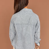 Chambray Striped Button Down-Dark - Ana Patricia Boutique
