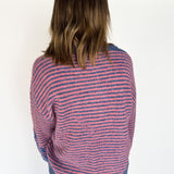 Striped Embroidered Sweater- Pink/Navy
