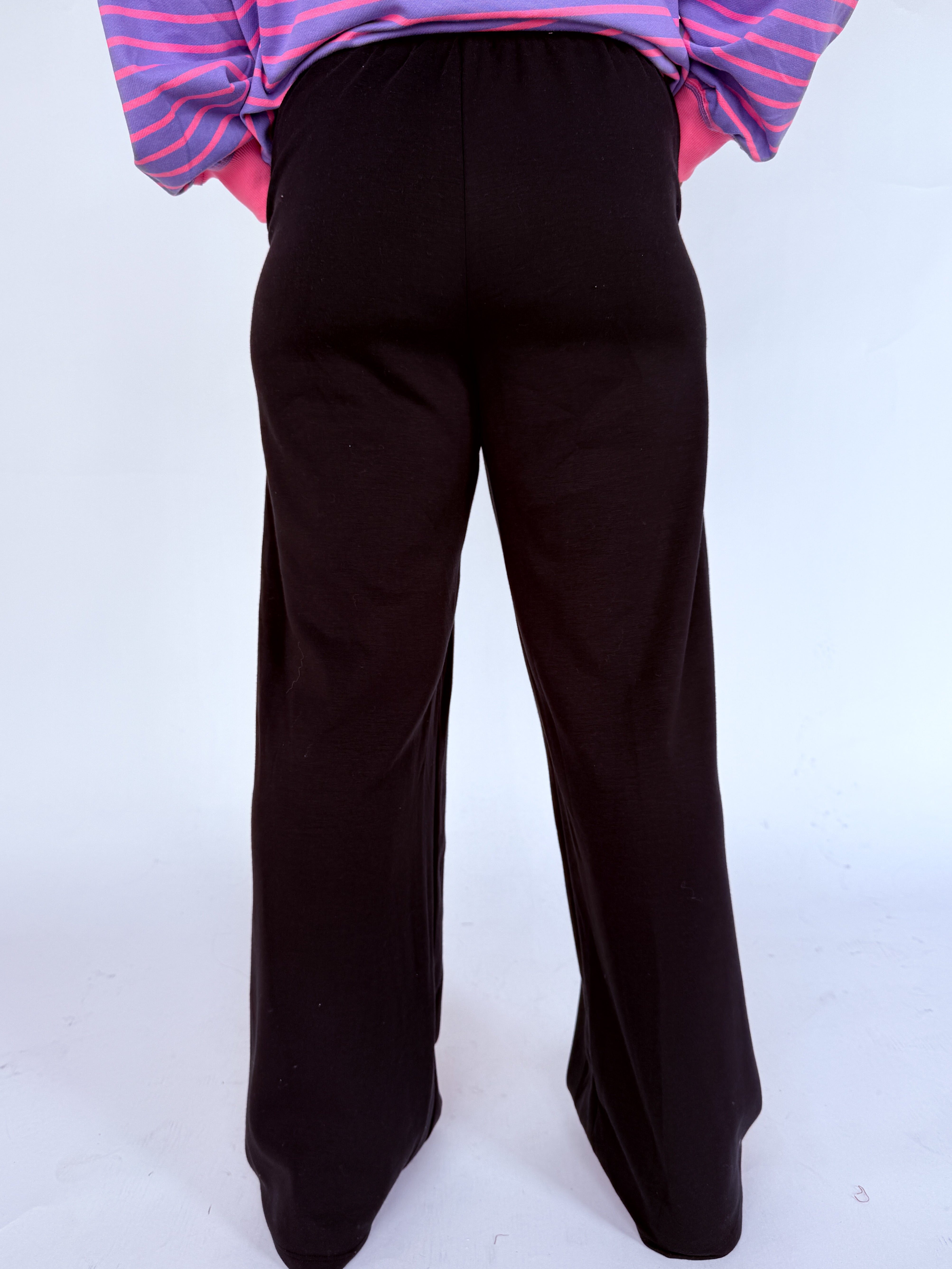 Scuba Wide Leg Pants- Black - Ana Patricia Boutique
