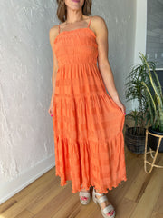 Skyline Stunner Midi Dress- Orange