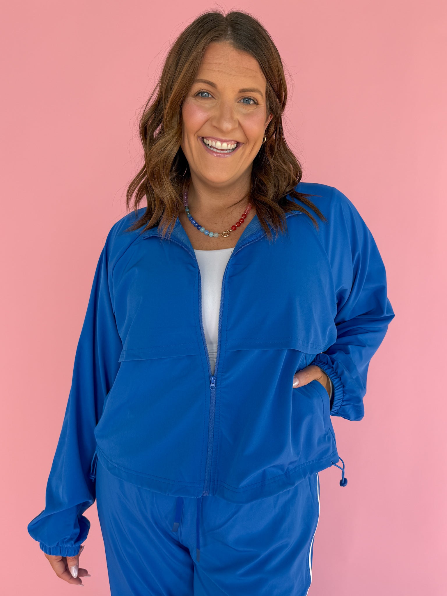 Windbreaker Active Jacket- Blue - Ana Patricia Boutique