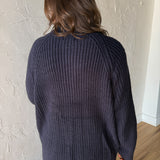 Oversized Toggle Knit Cardigan-Navy - Ana Patricia Boutique