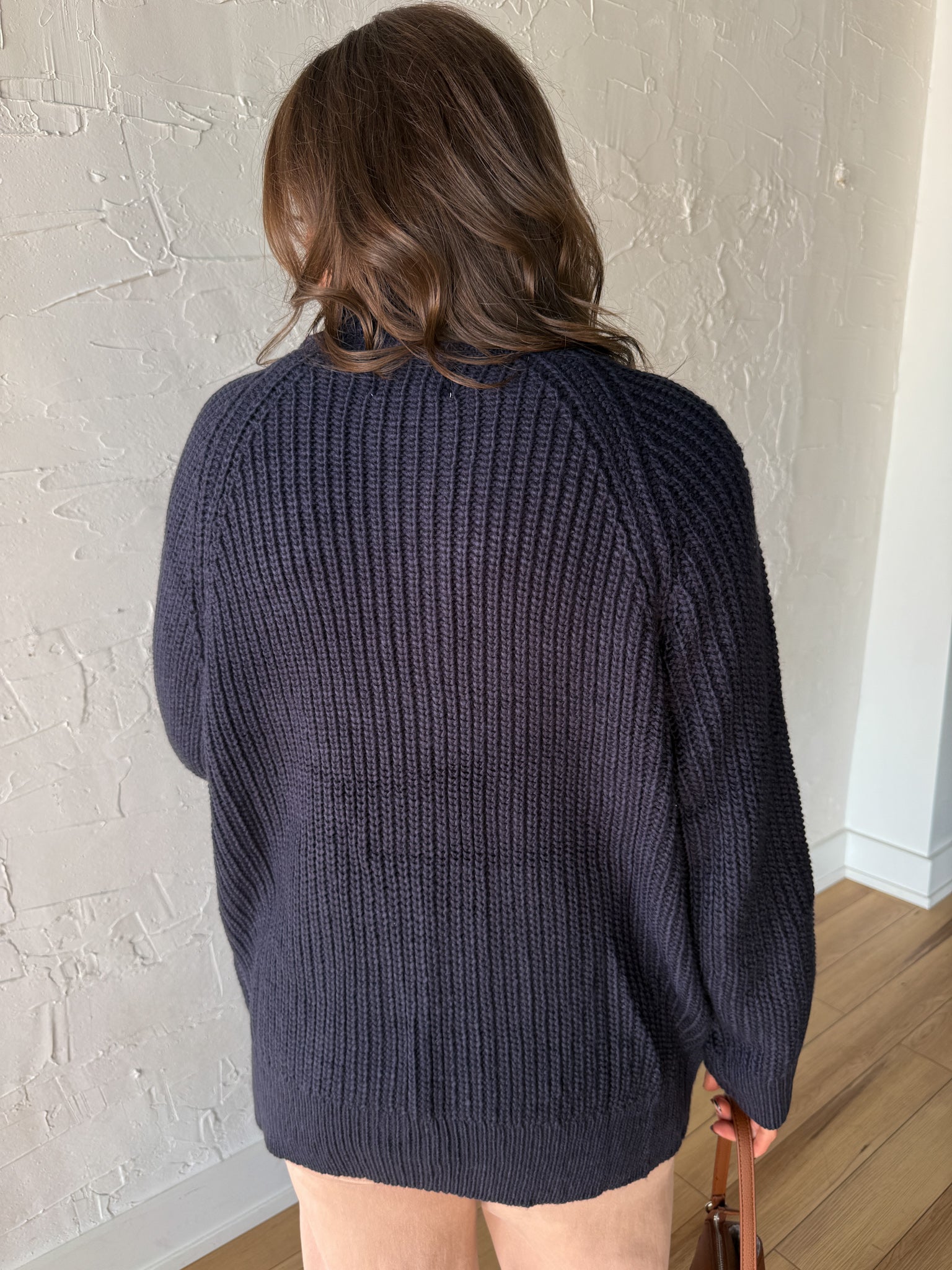 Oversized Toggle Knit Cardigan-Navy - Ana Patricia Boutique