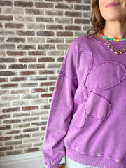 Patched Flower Pullover- Orchid