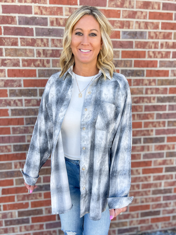 The Laura Plaid Button Up- White