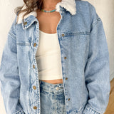 Sherpa Collared Denim Jacket