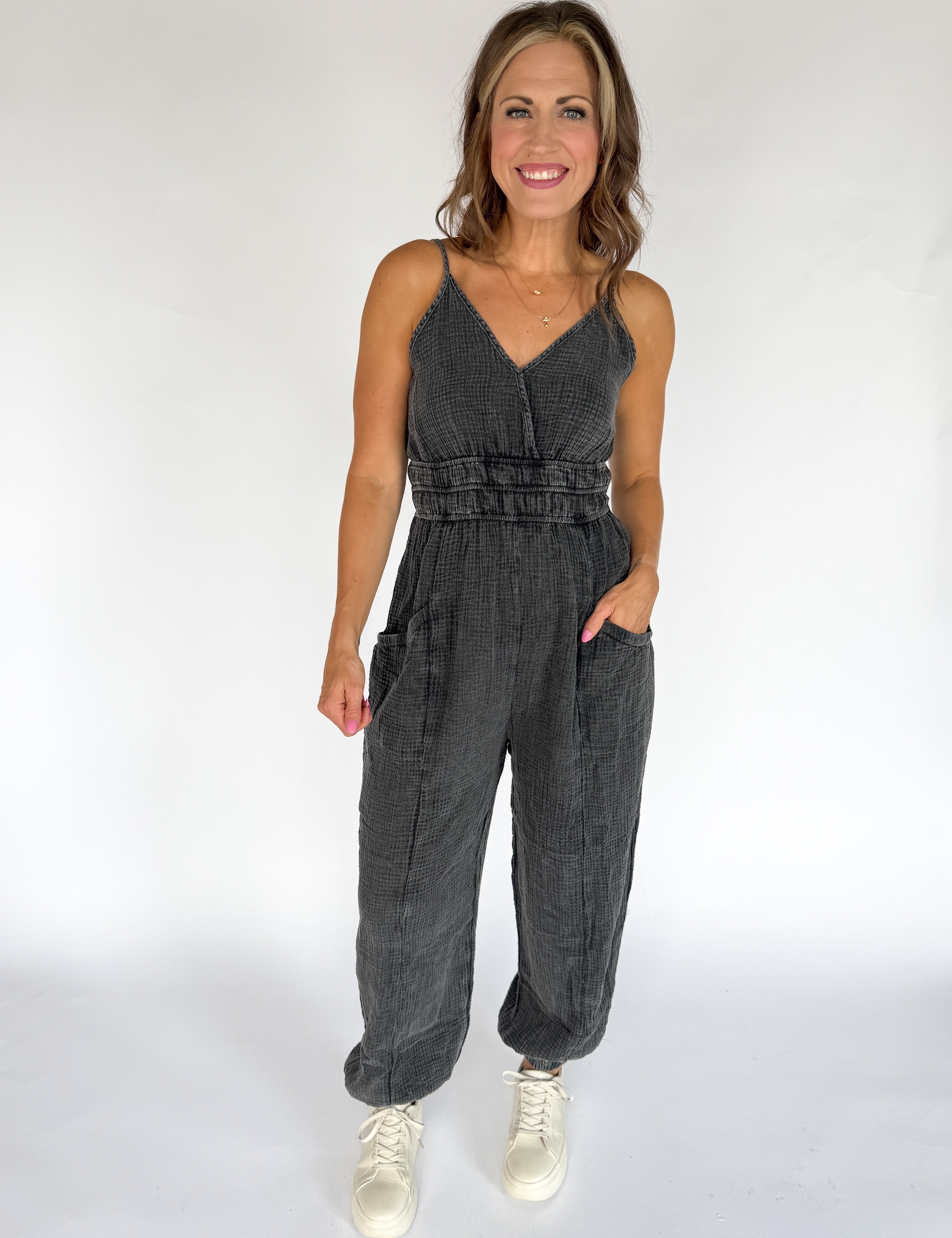 Mineral Wash Jumpsuit- Black - Ana Patricia Boutique