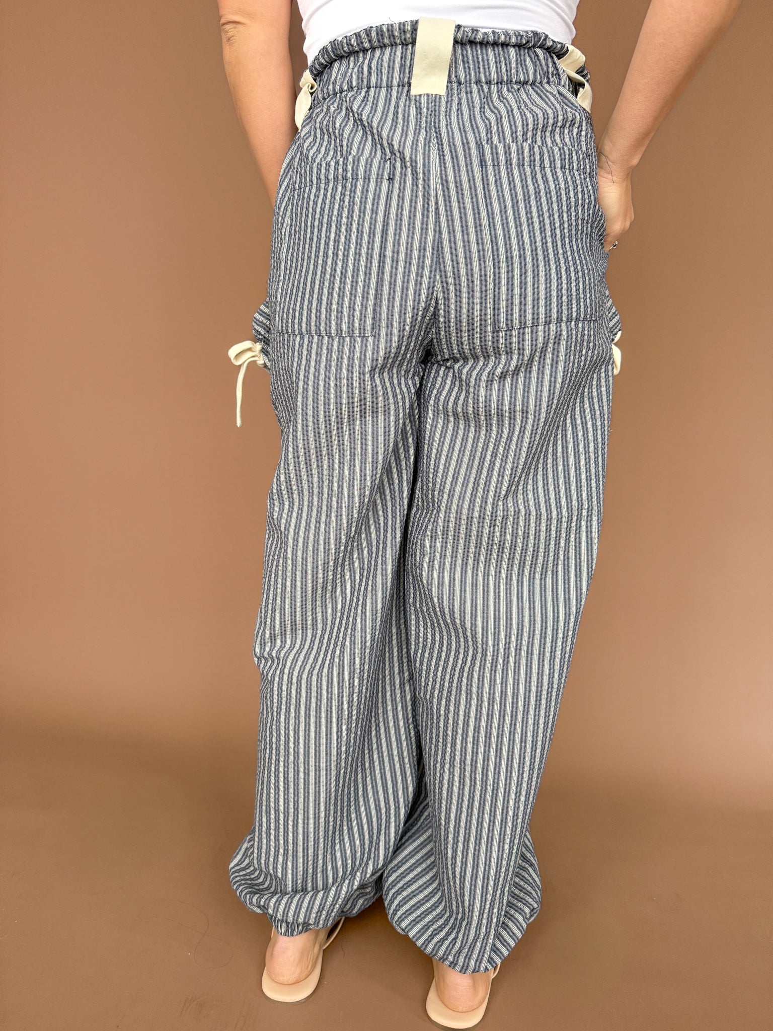 Stripe Barrel Pants- Blue/White - Ana Patricia Boutique