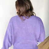 Ribbed Crewneck Sweater- Purple