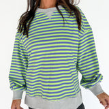 Stripe Comfy Pullover-Green/Blue