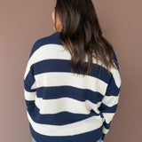 Thick Stripe Sweater- Navy