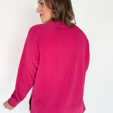 Luxe Ribbed Raglan Top- Plum Pink