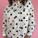 Polka Dot Button Up- Black/Cream - Ana Patricia Boutique