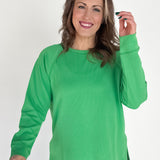Luxe Ribbed Raglan Top-Green