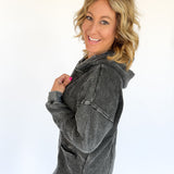 Waffleknit  Mineral Wash Cardigan- Black