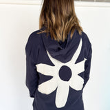 Floral Patched Hoodie- Navy