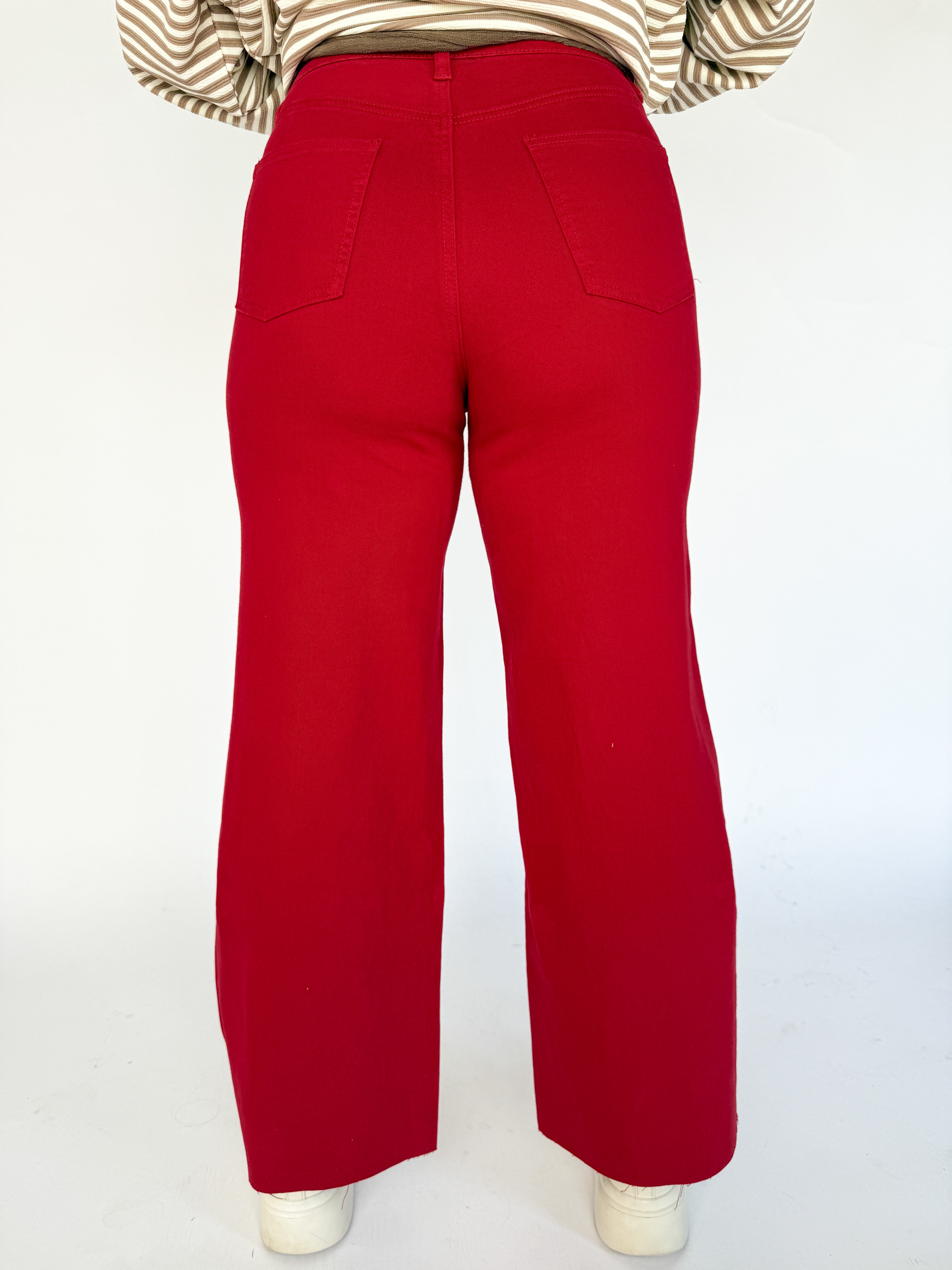 High Rise Twill Pants- Red Velvet - Ana Patricia Boutique
