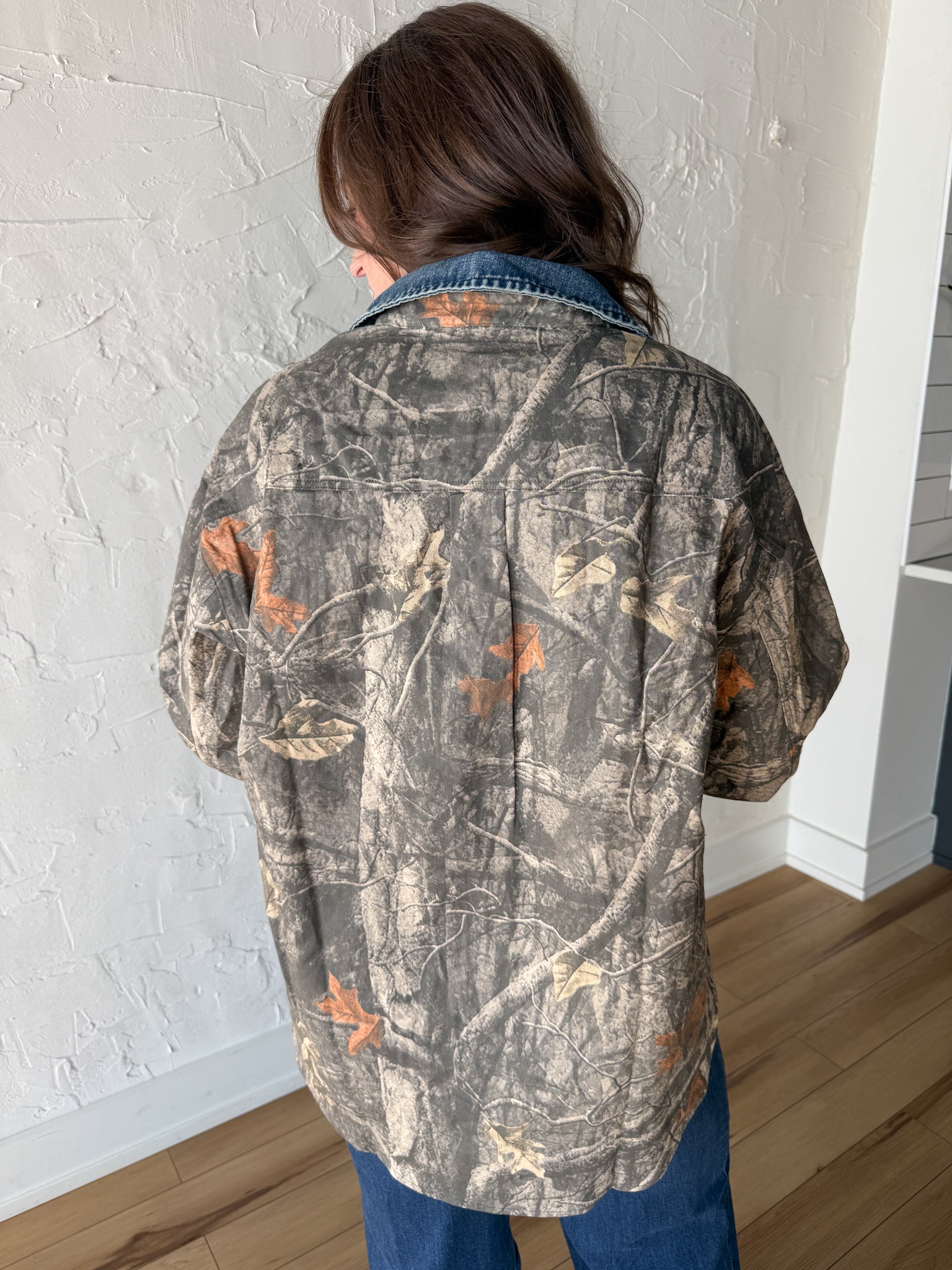 Denim Collar Camo Jacket - Ana Patricia Boutique