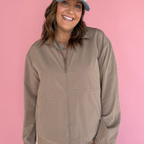 Peplum Windbreaker Jacket- Taupe - Ana Patricia Boutique