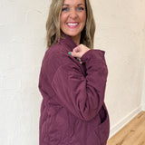 Quilted Half Zip Jacket- Cherry