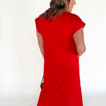 Varsity Scuba Midi Dress-Red - Ana Patricia Boutique