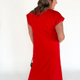Varsity Scuba Midi Dress-Red - Ana Patricia Boutique