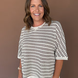 Textured Stripe Top- Mocha