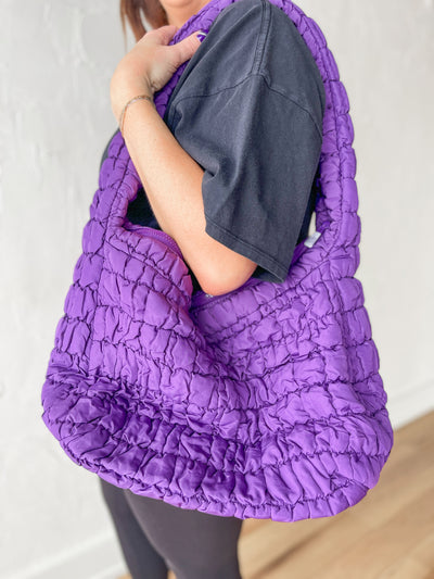 Quilted Shoulder Bag- Purple