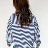 Stripe Comfy Pullover-Royal Blue/Cream