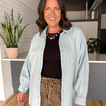 Balloon Sleeve Denim Top - Ana Patricia Boutique